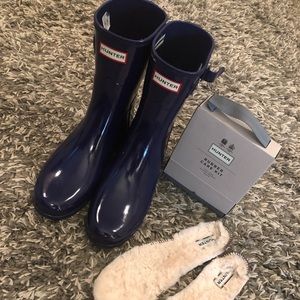EUC Set: Hunter Rain Boots, Care Kit & Inserts